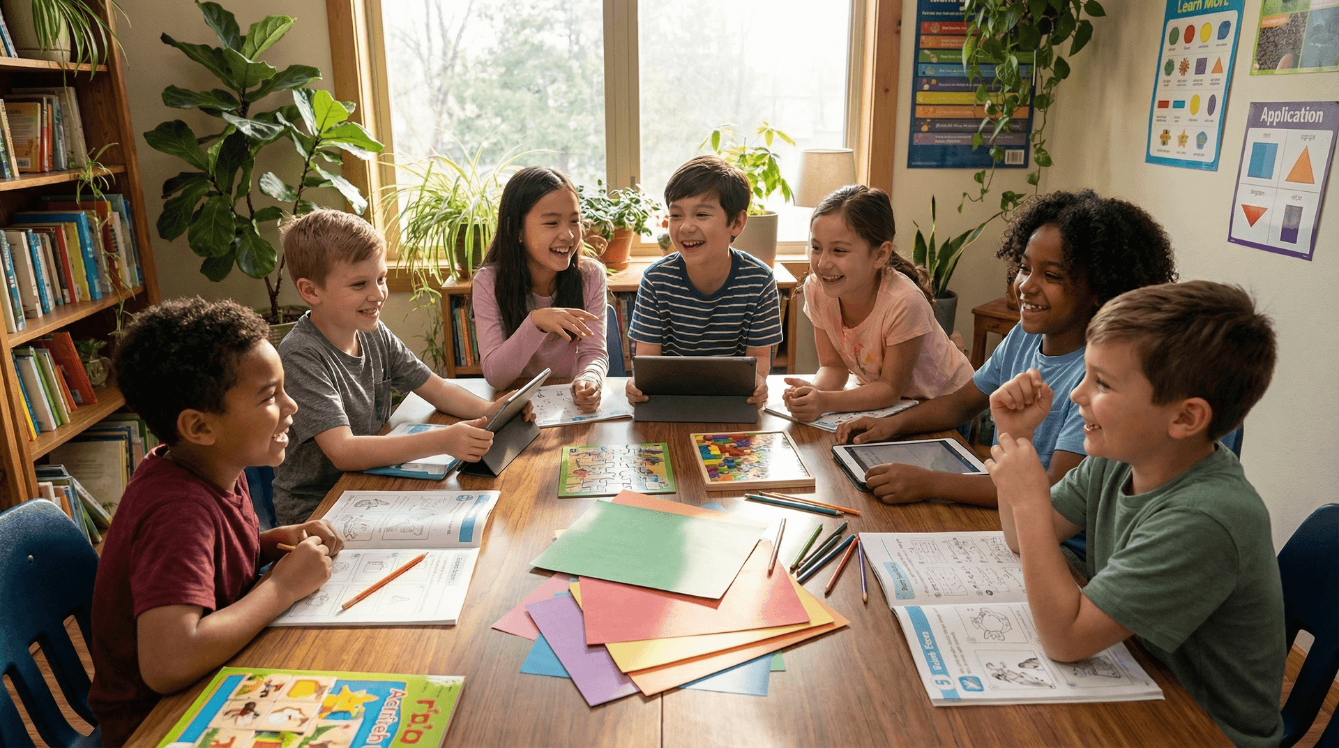 Kids enjoying learning activities together