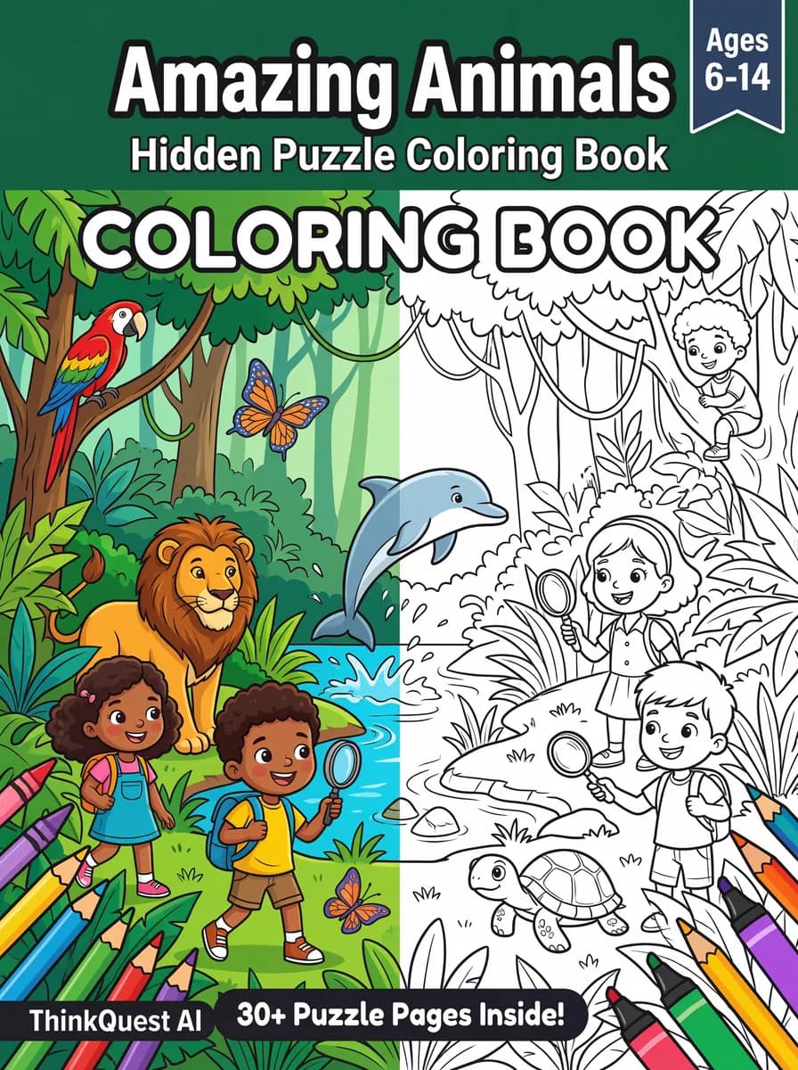 Amazing Animals: Hidden Puzzle Coloring