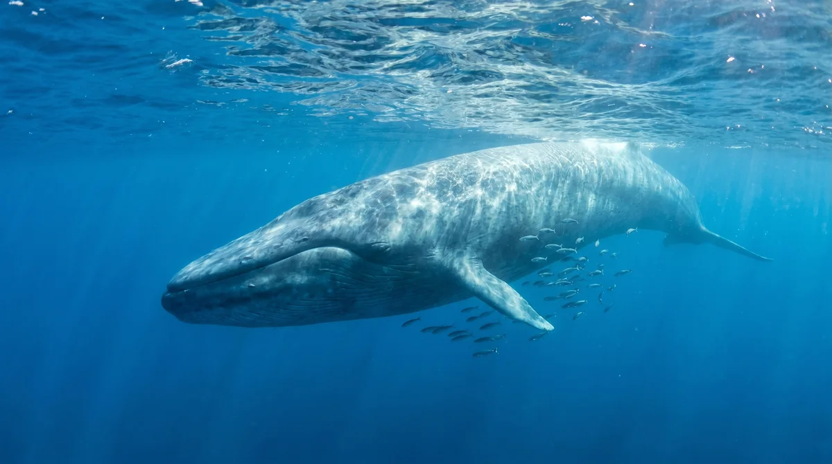A blue whale underwater