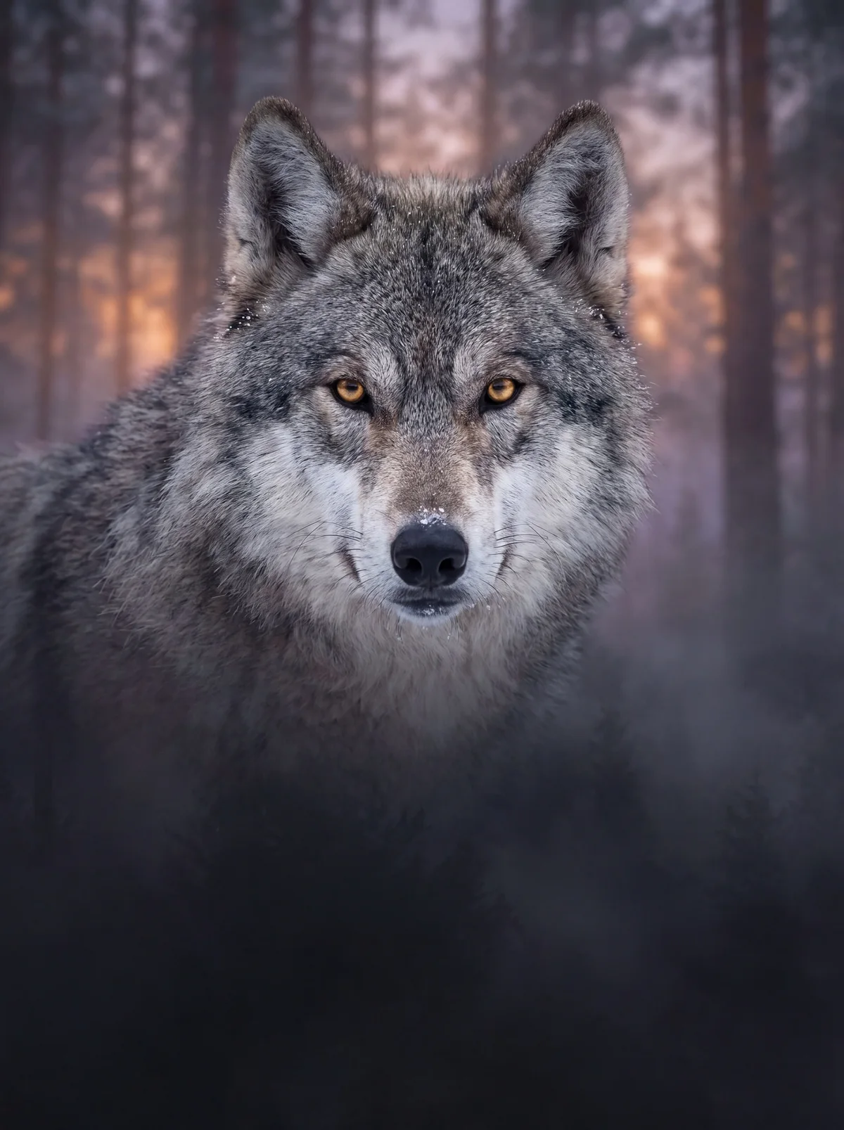 A grey wolf in a natural landscape